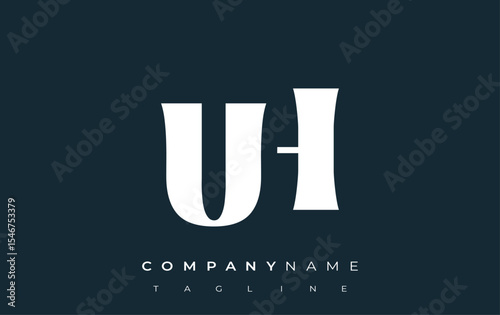 UH Creative Abstract Typography Logo Design. Elegant logo combining bold typography and creative shapes, ideal for branding and identity solutions.