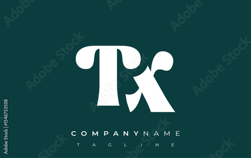 TX Creative Abstract Typography Logo Design. Elegant logo combining bold typography and creative shapes, ideal for branding and identity solutions.