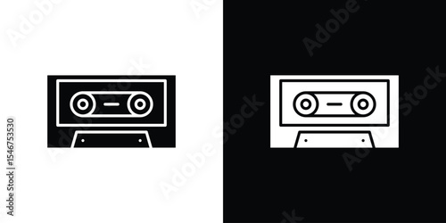 Cassette tape icon of a flat style vector