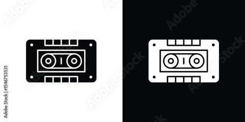 Cassette tape icon of a flat style vector