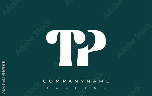 TP Creative Abstract Typography Logo Design. Elegant logo combining bold typography and creative shapes, ideal for branding and identity solutions.