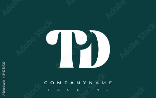 TD Creative Abstract Typography Logo Design. Elegant logo combining bold typography and creative shapes, ideal for branding and identity solutions.