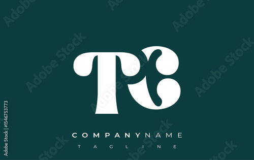 TC Creative Abstract Typography Logo Design. Elegant logo combining bold typography and creative shapes, ideal for branding and identity solutions.