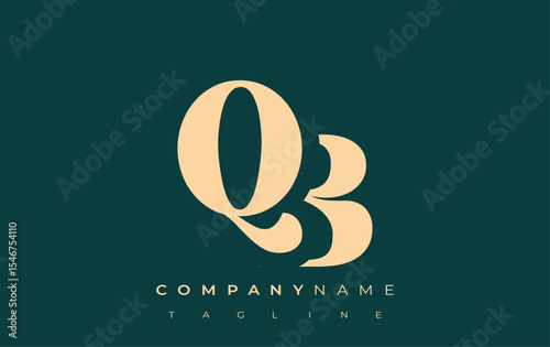QB Creative Abstract Typography Logo Design. Elegant logo combining bold typography and creative shapes, ideal for branding and identity solutions.