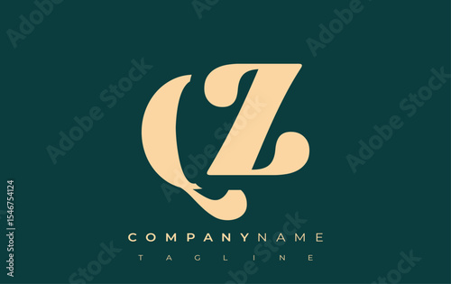 QZ Creative Abstract Typography Logo Design. Elegant logo combining bold typography and creative shapes, ideal for branding and identity solutions.