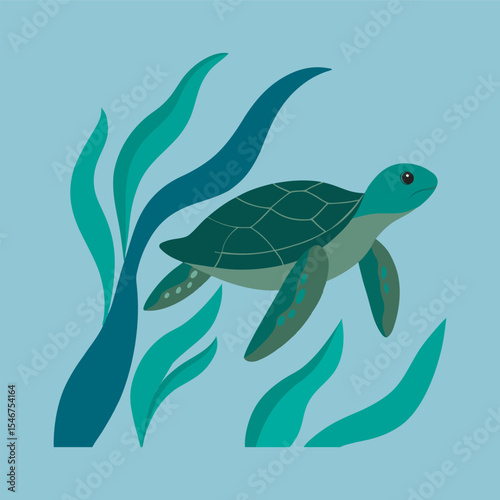 Kelp Forest Sea Turtle Ocean Silhouette