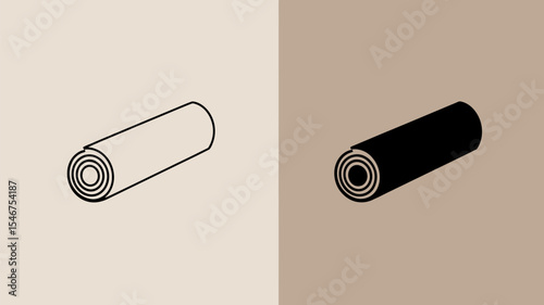 Rolled yoga mat vector illustration for fitness and exercise equipment design element on isolated background editable stock vector
