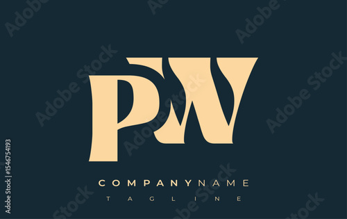 PW Creative Abstract Typography Logo Design. Elegant logo combining bold typography and creative shapes, ideal for branding and identity solutions.