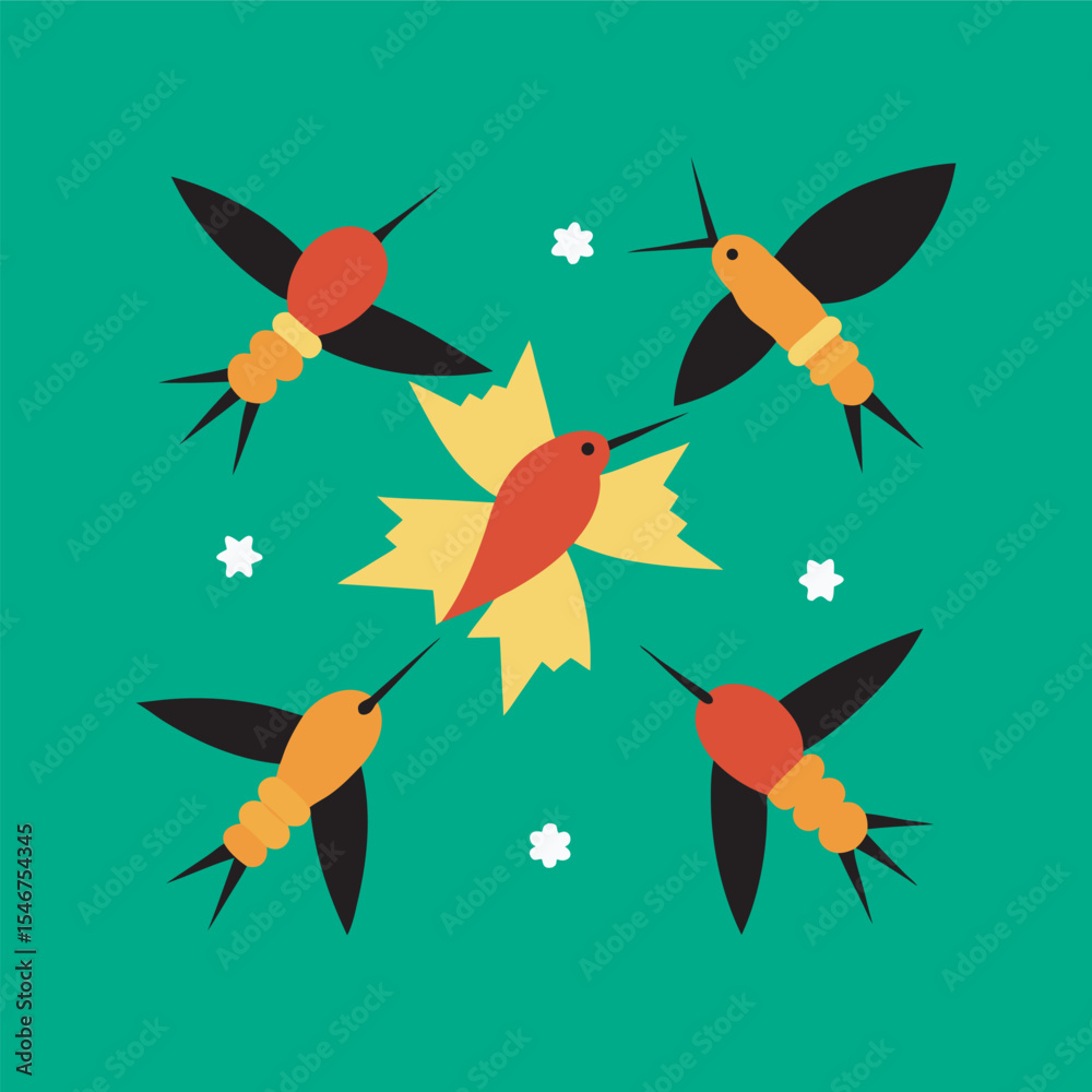 Fototapeta premium Bee Eater Defending Hive Vector Silhouette