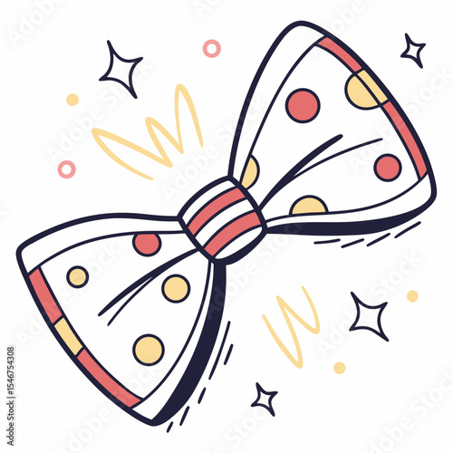 Vibrant polka dot bow illustration for fashion accessories and festive event branding