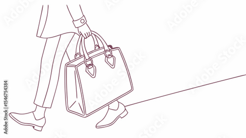 Chic businesswoman walking with a stylish handbag illustration for professional branding and fashion marketing