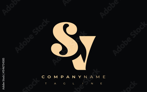 SV Creative Abstract Typography Logo Design. Elegant logo combining bold typography and creative shapes, ideal for branding and identity solutions.