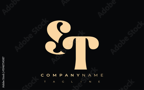 ST Creative Abstract Typography Logo Design. Elegant logo combining bold typography and creative shapes, ideal for branding and identity solutions.