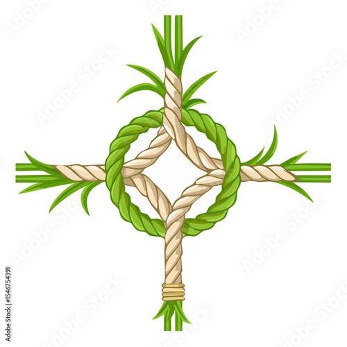 Brigid's Cross Illustration of Woven Reeds for Imbolc Festival