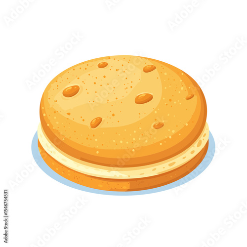 Delicious Cartoon Sandwich Cookie with Cream Filling and Crunchy Crust