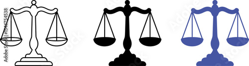 Find scales of justice vector illustration for law firm and legal services symbol and icon design set editable stock vector