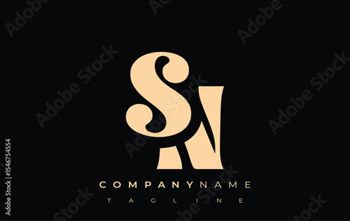 SN Creative Abstract Typography Logo Design. Elegant logo combining bold typography and creative shapes, ideal for branding and identity solutions.