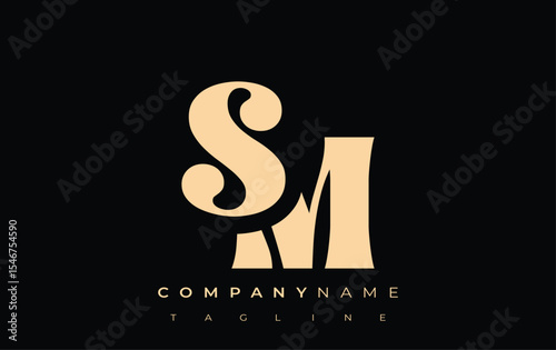 SM Creative Abstract Typography Logo Design. Elegant logo combining bold typography and creative shapes, ideal for branding and identity solutions.