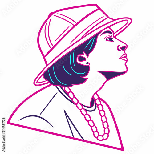 Stylish woman in a hat and necklace portrait for fashion lifestyle branding and cultural representation