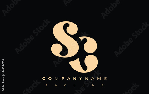 SC Creative Abstract Typography Logo Design. Elegant logo combining bold typography and creative shapes, ideal for branding and identity solutions.