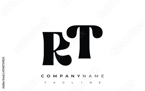 RT Creative Abstract Typography Logo Design. Elegant logo combining bold typography and creative shapes, ideal for branding and identity solutions.