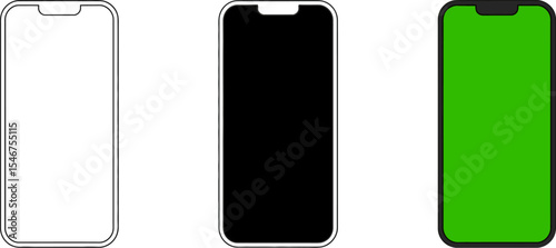 Phone mockup template for app ui design and website presentation with green screen and black screen editable stock vector