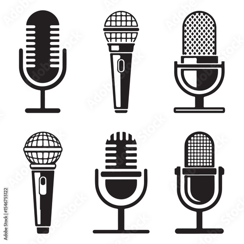 Broadcasting Microphones Set – Radio & Podcast Silhouettes
