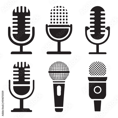 Vintage and Studio Microphone Collection  Art Silhouette