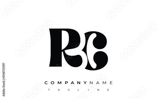 RC Creative Abstract Typography Logo Design. Elegant logo combining bold typography and creative shapes, ideal for branding and identity solutions.