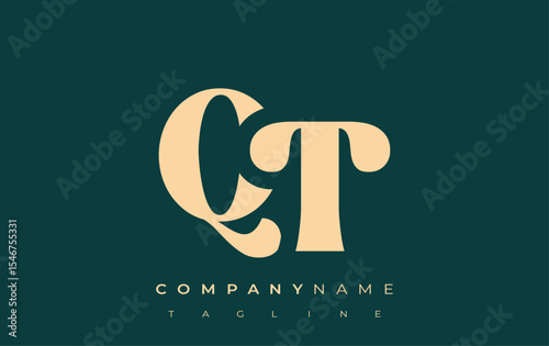 QT Creative Abstract Typography Logo Design. Elegant logo combining bold typography and creative shapes, ideal for branding and identity solutions.