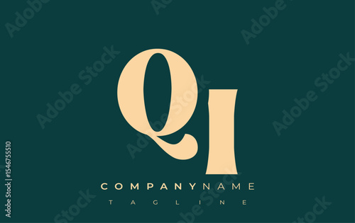 QI Creative Abstract Typography Logo Design. Elegant logo combining bold typography and creative shapes, ideal for branding and identity solutions.