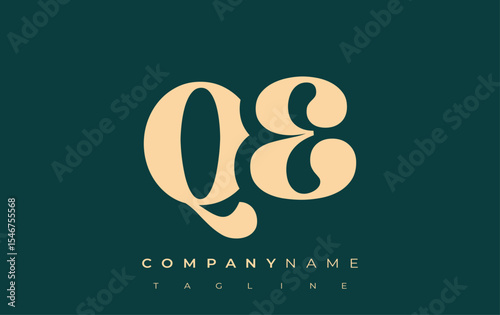 QE Creative Abstract Typography Logo Design. Elegant logo combining bold typography and creative shapes, ideal for branding and identity solutions.