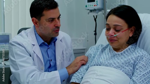 Caring doctor comforts hospitalized patient with compassionate touch