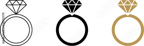 Engagement rings diamond ring vector illustration wedding jewelry love symbol marriage proposal design 100 editable stock vector