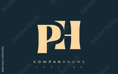 PH Creative Abstract Typography Logo Design. Elegant logo combining bold typography and creative shapes, ideal for branding and identity solutions.