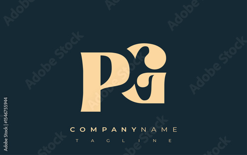 PG Creative Abstract Typography Logo Design. Elegant logo combining bold typography and creative shapes, ideal for branding and identity solutions.