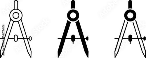 Find drawing compass vector illustration for geometry and architecture accurate circle tool design set editable stock vector