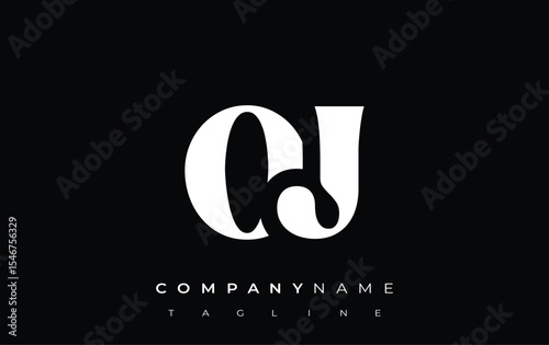OJ Creative Abstract Typography Logo Design. Elegant logo combining bold typography and creative shapes, ideal for branding and identity solutions.