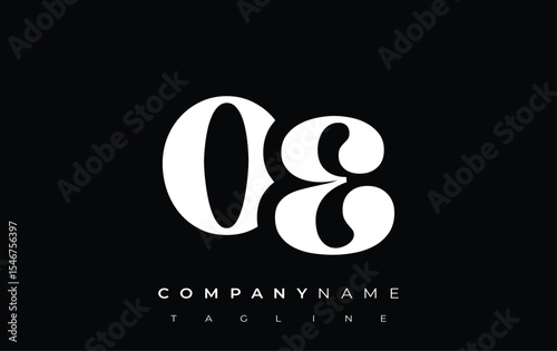 OE Creative Abstract Typography Logo Design. Elegant logo combining bold typography and creative shapes, ideal for branding and identity solutions.