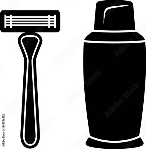 Razor and aftershave vector icon shaving supplies for men grooming isolated on white background design editable stock vector