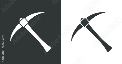 Simple black and white pickaxe icon