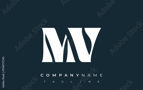 MV Creative Abstract Typography Logo Design. Elegant logo combining bold typography and creative shapes, ideal for branding and identity solutions.