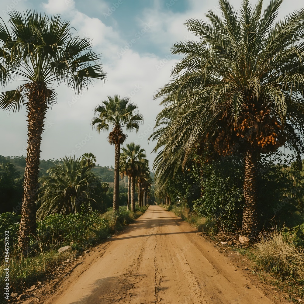Fototapeta premium palm trees on the road