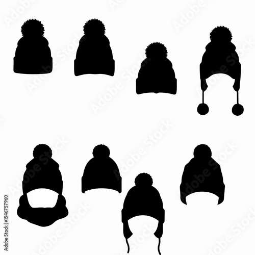 Winter hats silhouette collection cold weather apparel
