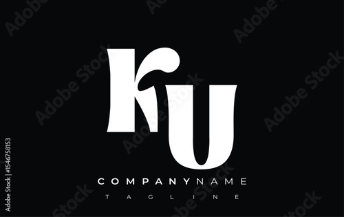 KU Creative Abstract Typography Logo Design. Elegant logo combining bold typography and creative shapes, ideal for branding and identity solutions.