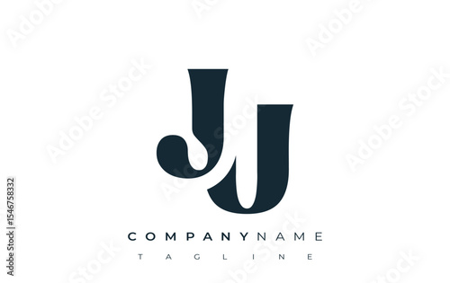 JU Creative Abstract Typography Logo Design. Elegant logo combining bold typography and creative shapes, ideal for branding and identity solutions.