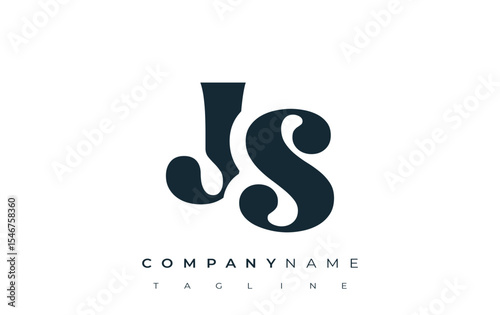 JS Creative Abstract Typography Logo Design. Elegant logo combining bold typography and creative shapes, ideal for branding and identity solutions.