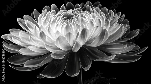 Monochrome Chrysanthemum Bloom Floral Art, Black and White Photography, Flower Image Floral photography, Monochrome art