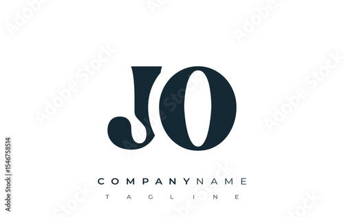 JO Creative Abstract Typography Logo Design. Elegant logo combining bold typography and creative shapes, ideal for branding and identity solutions.