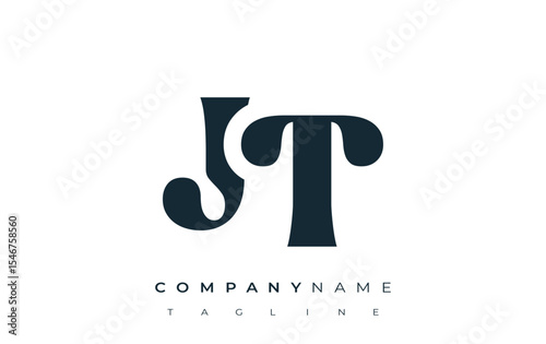 JT Creative Abstract Typography Logo Design. Elegant logo combining bold typography and creative shapes, ideal for branding and identity solutions.
